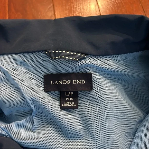 Lands End women’s Rain Jacket wind breaker large navy - Picture 6 of 11